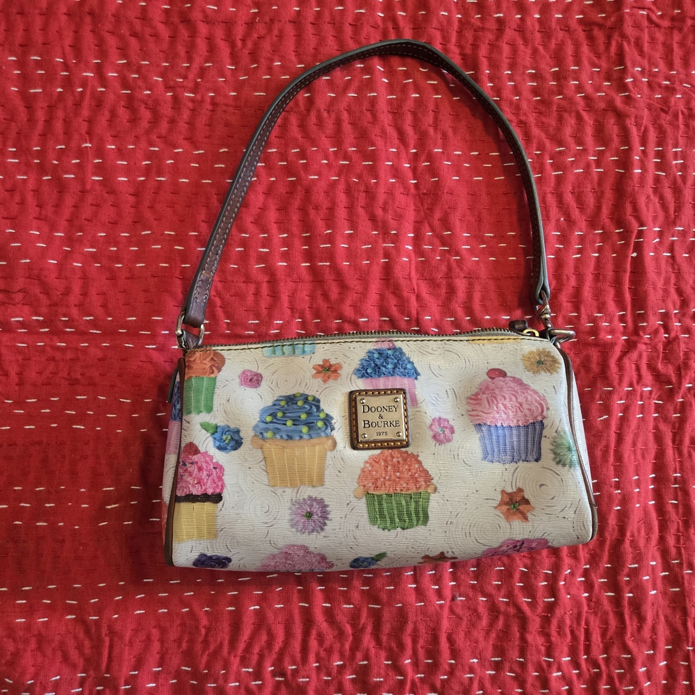 Dooney & Bourke Cream Cupcake Print Shoulder Bag